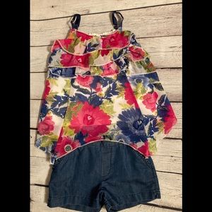 Girls 2Pc Shirt/Short Set Size 5/6